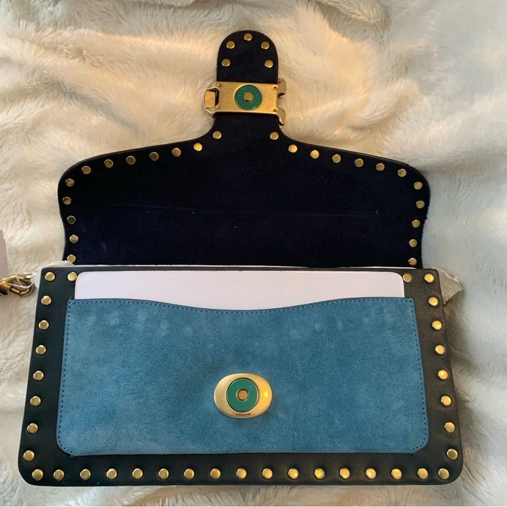 💙💛New - Coach - Tabby 26 In Blue Colorblock With Rivets💙💛 - Picture 9 of 11
